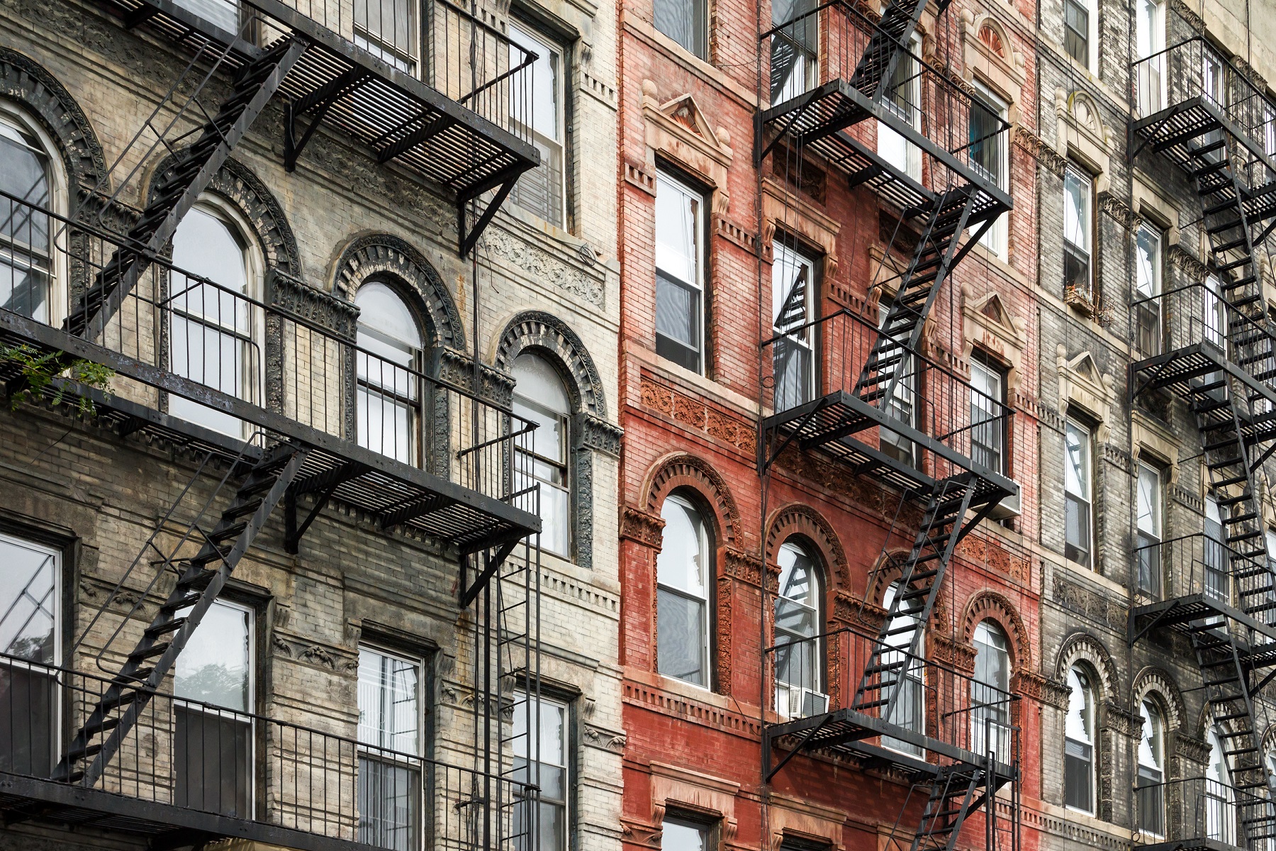 Buildings with fire escapes.